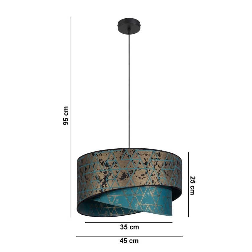 Suspension filaire REZO 1xE27/60W/230V turquoise/dorée