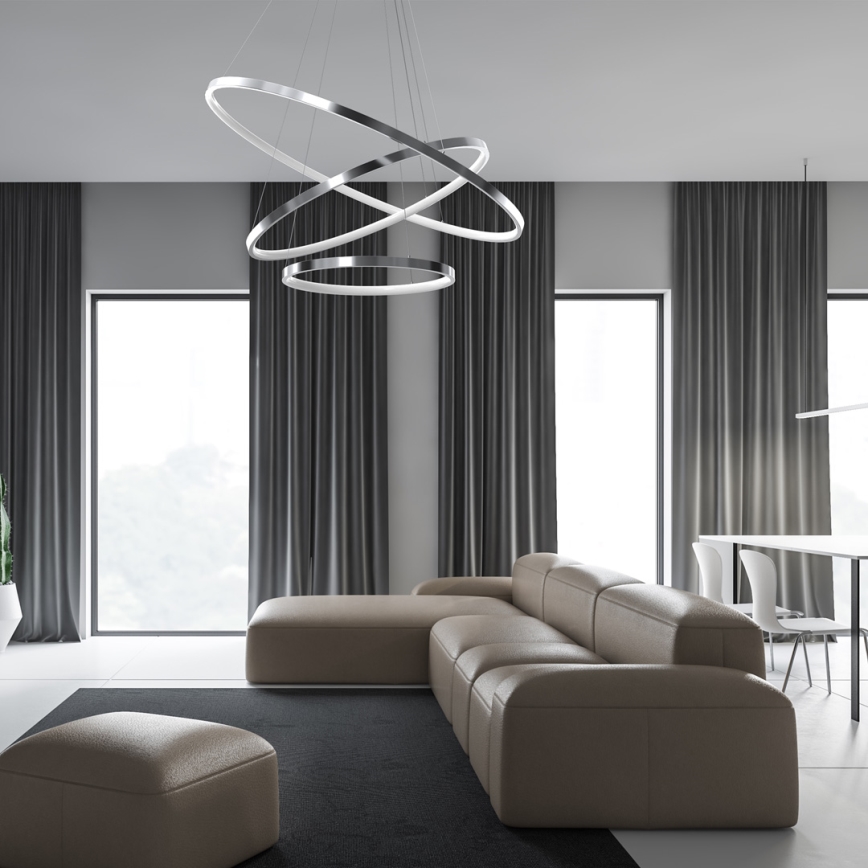 Suspension filaire ROTONDA LED/93W/230V chrome mat