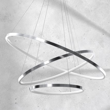 Suspension filaire ROTONDA LED/93W/230V chrome mat