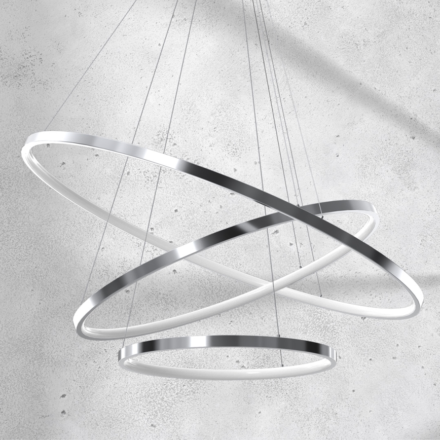 Suspension filaire ROTONDA LED/93W/230V chrome mat