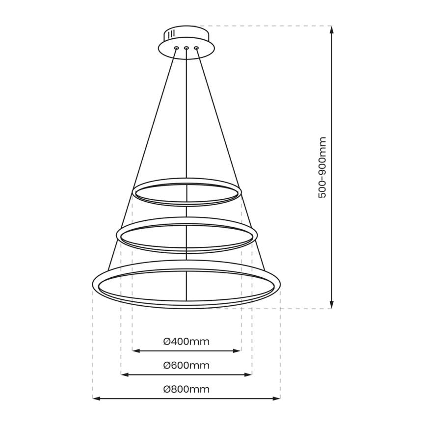 Suspension filaire ROTONDA LED/93W/230V chrome mat