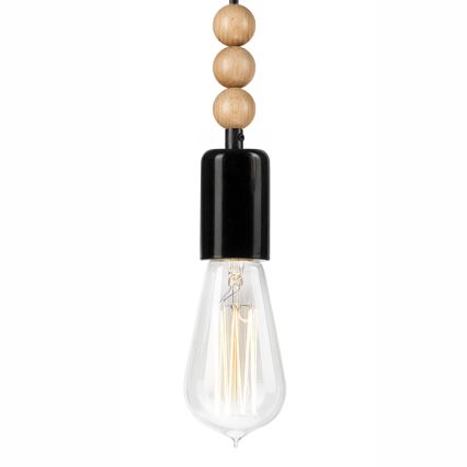 Suspension filaire SIMON 1xE27/60W/230V noir/hêtre - certifié FSC