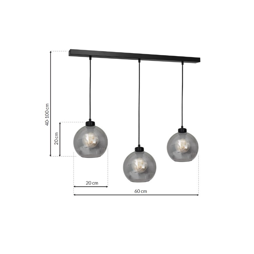 Suspension filaire SOFIA 3xE27/60W/230V noir
