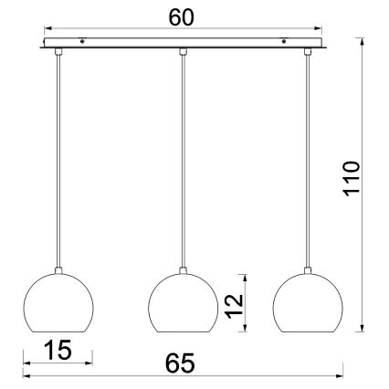 Suspension filaire SOOL 3xE27/60W/230V