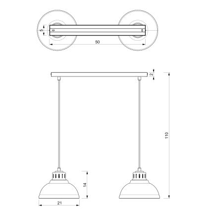 Suspension filaire SVEN 2xE27/15W/230V noir