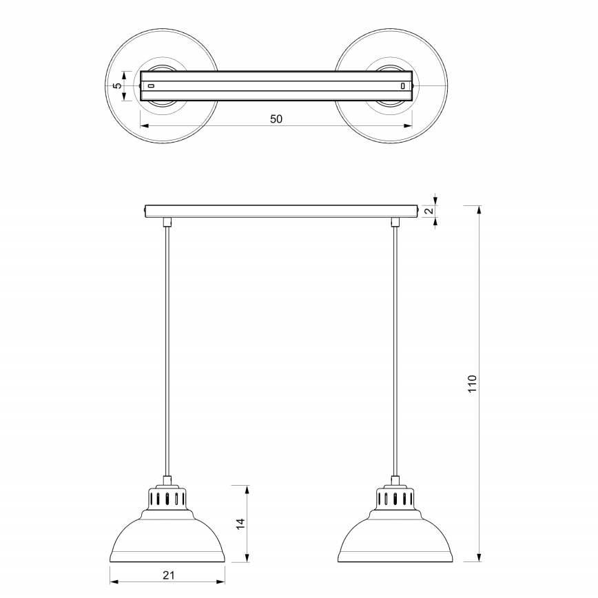 Suspension filaire SVEN 2xE27/15W/230V noir