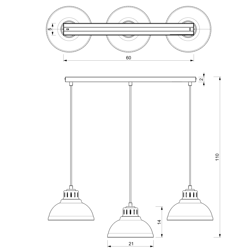 Suspension filaire SVEN 3xE27/15W/230V blanc