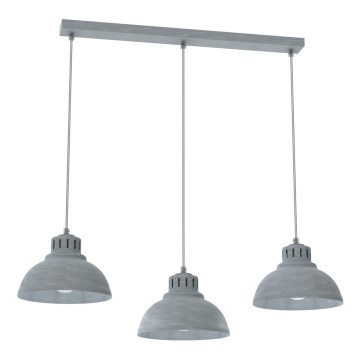 Suspension filaire SVEN 3xE27/15W/230V gris
