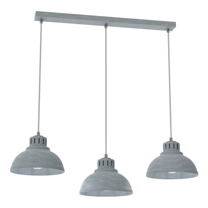 Suspension filaire SVEN 3xE27/15W/230V gris