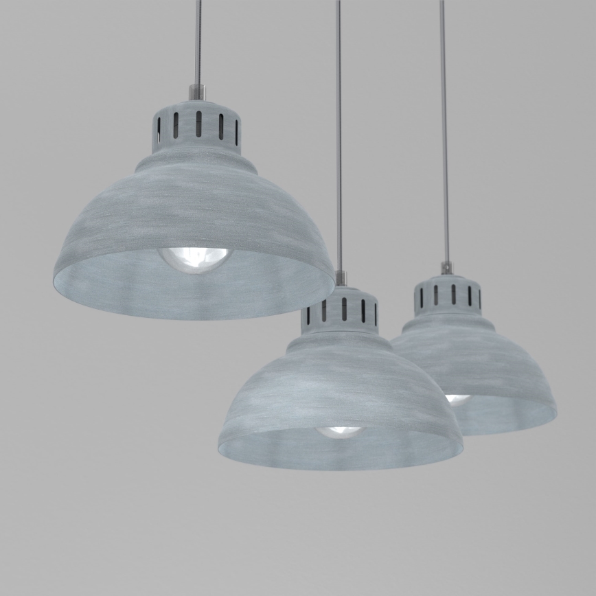 Suspension filaire SVEN 3xE27/15W/230V gris