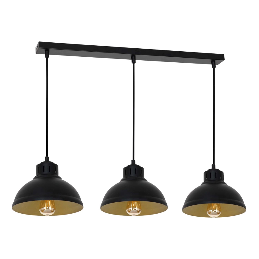 Suspension filaire SVEN 3xE27/15W/230V noir/doré