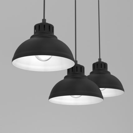 Suspension filaire SVEN 3xE27/15W/230V noir