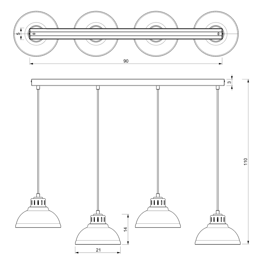 Suspension filaire SVEN 4xE27/15W/230V laiton
