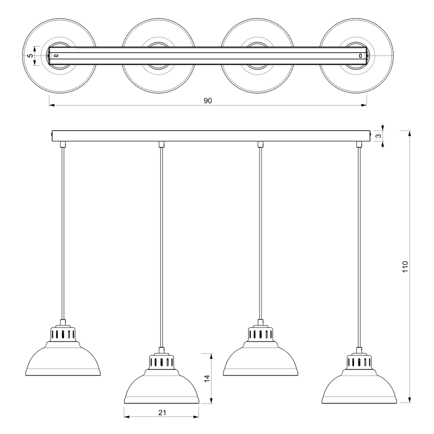 Suspension filaire SVEN 4xE27/15W/230V noir