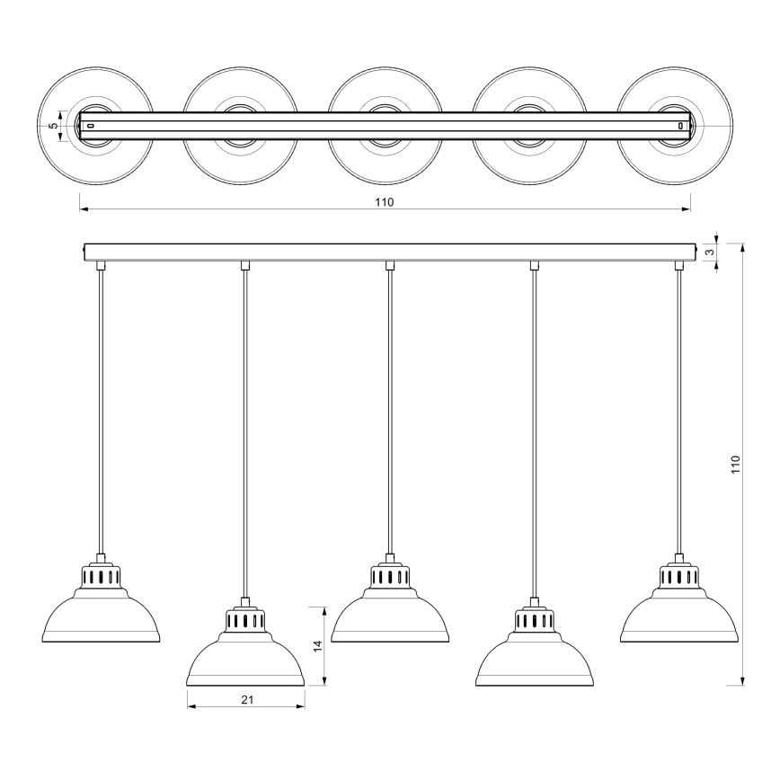 Suspension filaire SVEN 5xE27/15W/230V noir