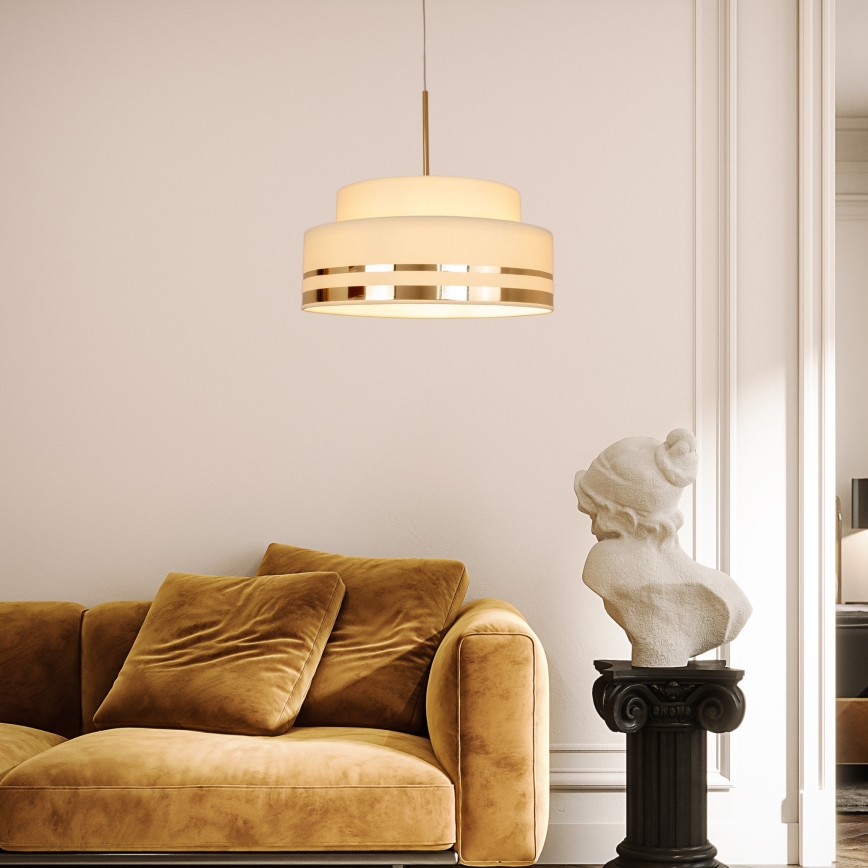 Suspension filaire TAMI 1xE27/60W/230V d. 40 cm beige/doré