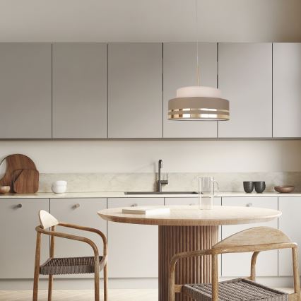 Suspension filaire TAMI 1xE27/60W/230V d. 40 cm beige/marron/doré