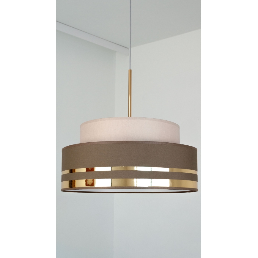 Suspension filaire TAMI 1xE27/60W/230V d. 40 cm beige/marron/doré