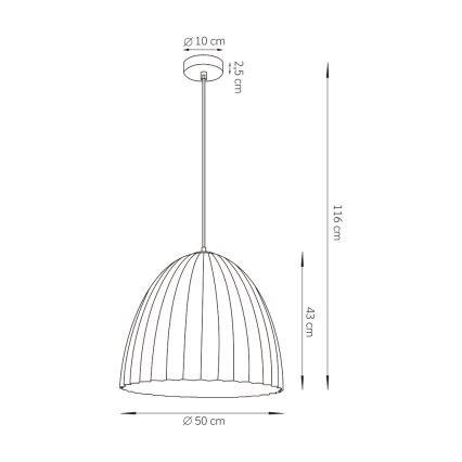 Suspension filaire TELMA 1xE27/60W/230V d. 50 cm noir/doré
