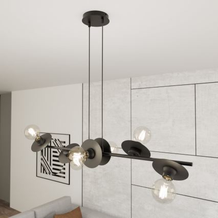 Suspension filaire TOKEN 6xE27/15W/230V noir
