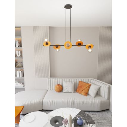 Suspension filaire TOKEN 6xE27/15W/230V orange