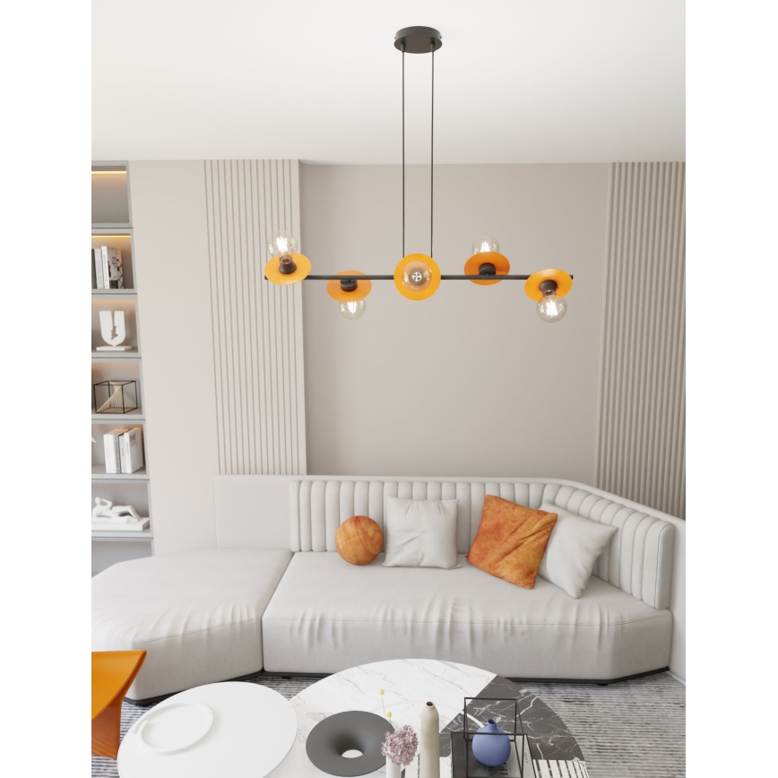 Suspension filaire TOKEN 6xE27/15W/230V orange