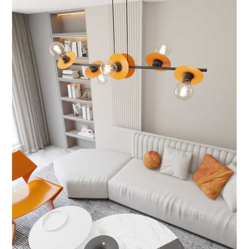Suspension filaire TOKEN 6xE27/15W/230V orange