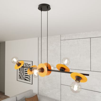 Suspension filaire TOKEN 6xE27/15W/230V orange
