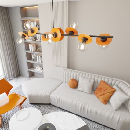 Suspension filaire TOKEN 8xE27/15W/230V orange