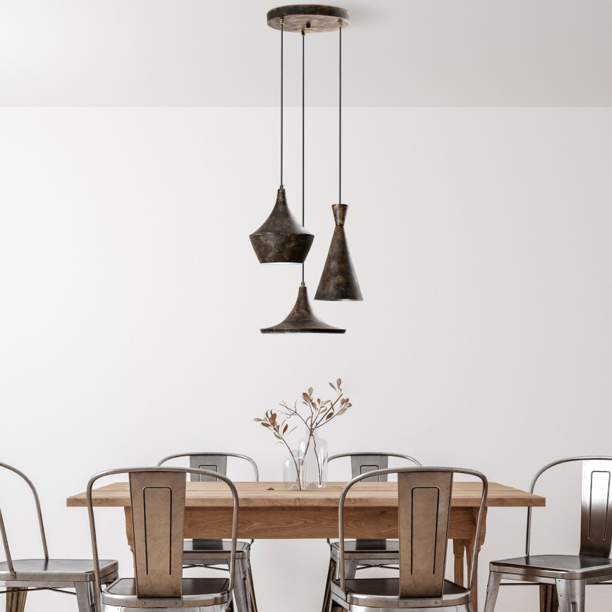 Suspension filaire TOM 3xE27/40W/230V gris