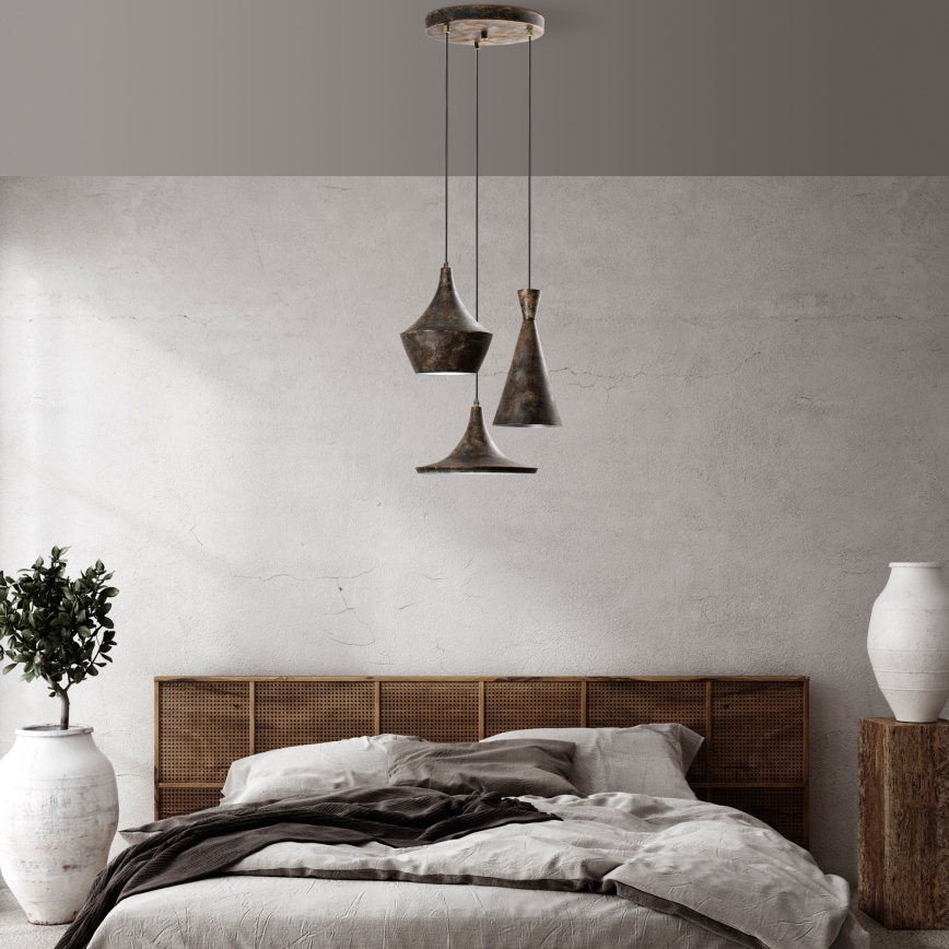 Suspension filaire TOM 3xE27/40W/230V gris