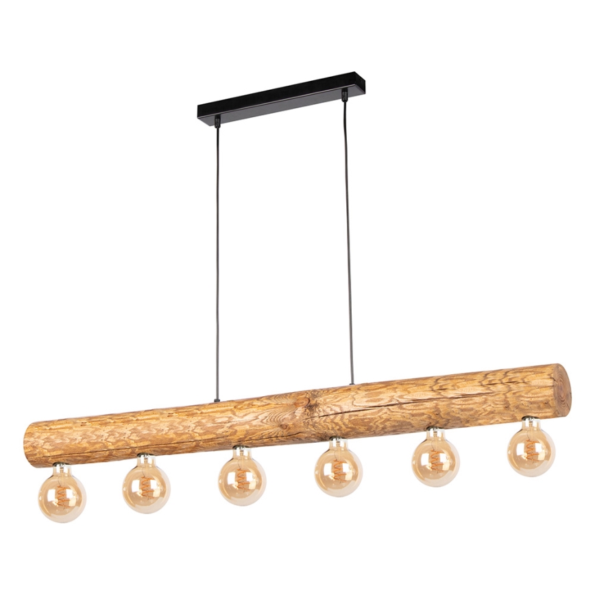 Suspension filaire TRABO 6xE27/25W/230V chêne - certifié FSC