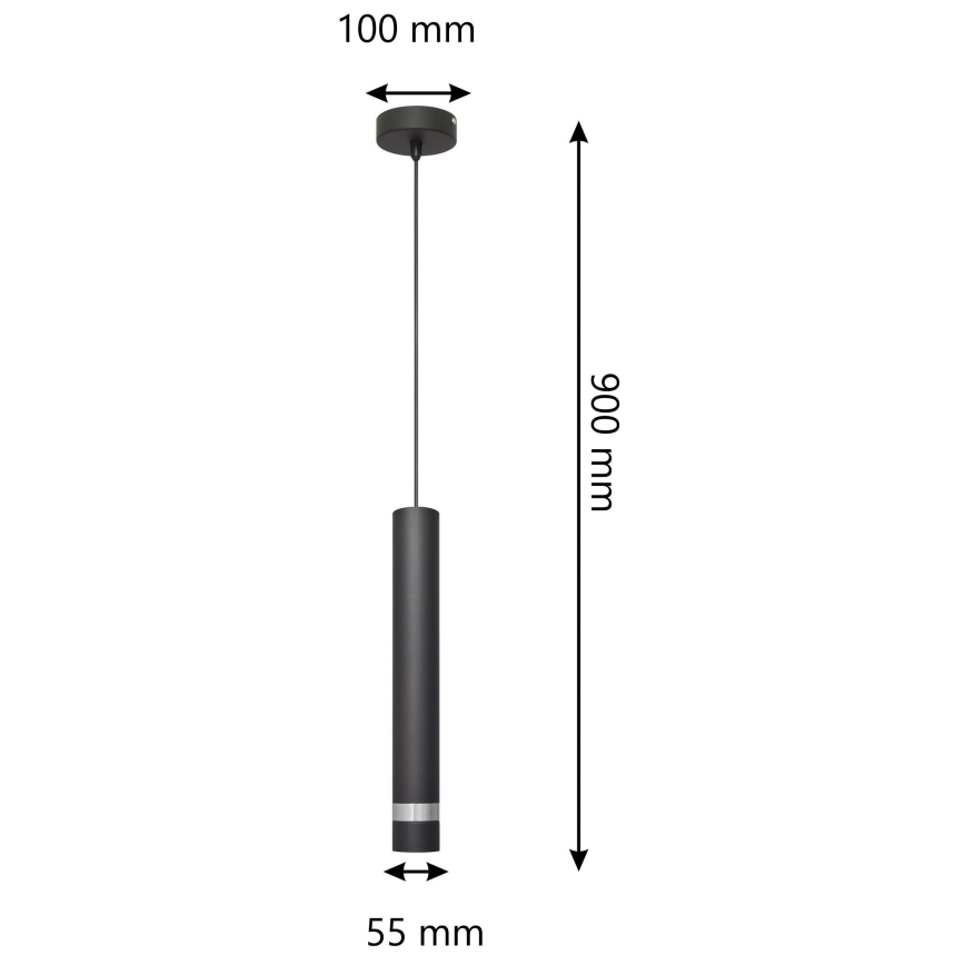 Suspension filaire LED TUBA 1xGU10/4,8W/230V noir/chrome brillant