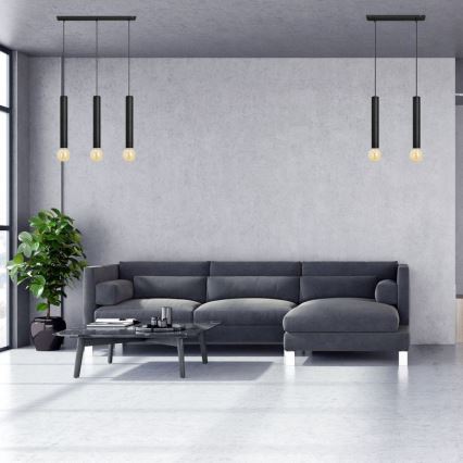 Suspension filaire TUBA 3xE27/15W/230V noir