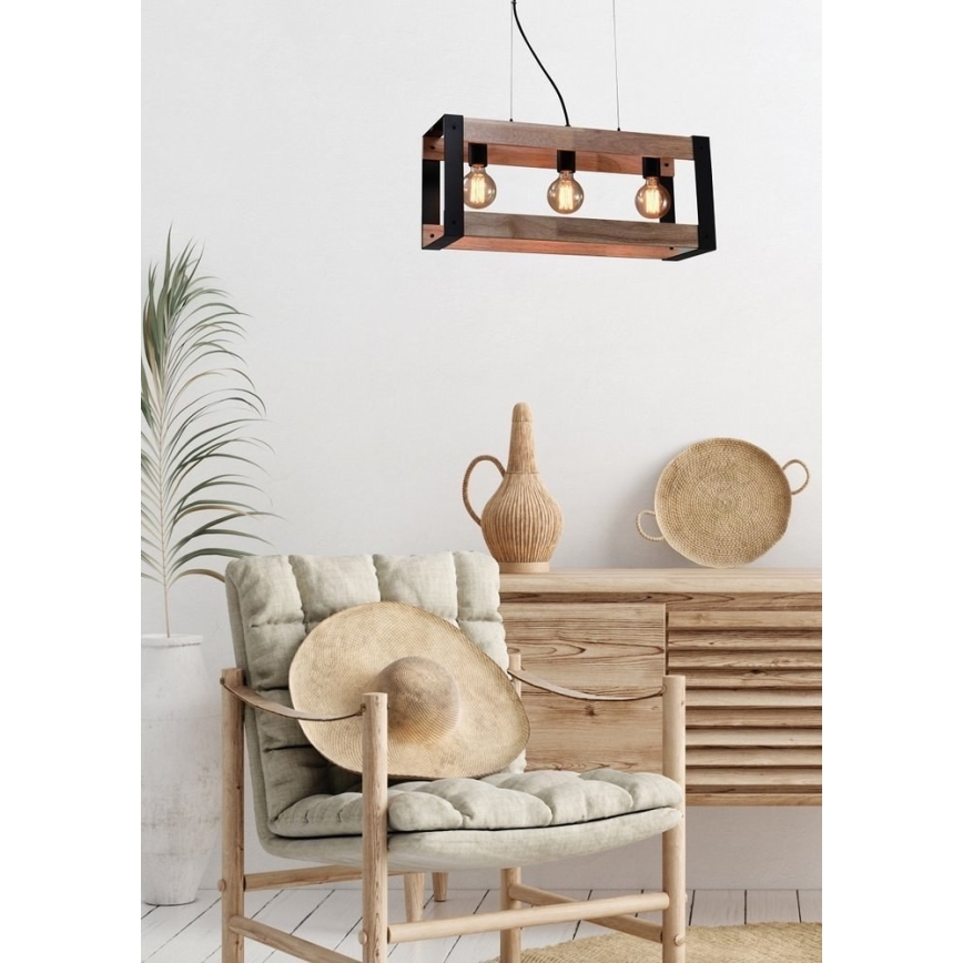 Suspension filaire VARNA 3xE27/40W/230V chêne