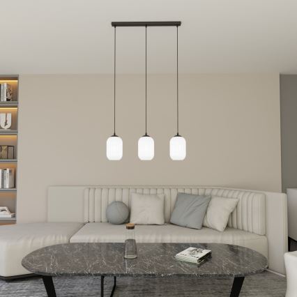 Suspension filaire VERDI 3xE27/15W/230V noir/blanc