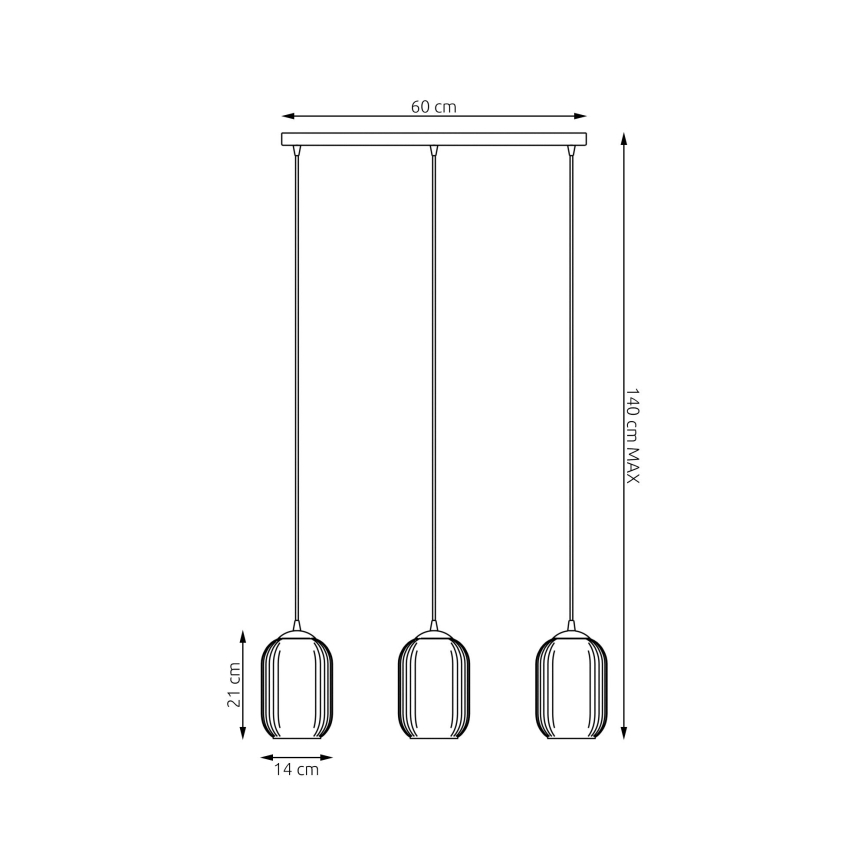 Suspension filaire VERDI 3xE27/15W/230V noir/gris/blanc