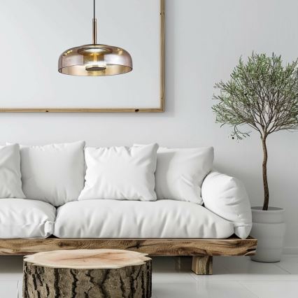 Suspension filaire VETRO LED/6W/230V d. 23 cm beige/noir