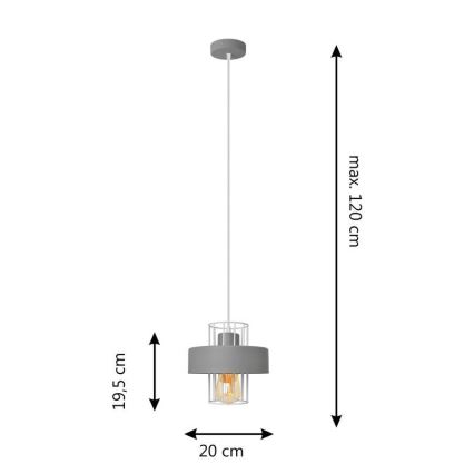 Suspension filaire VOLTA 1xE27/15W/230V gris