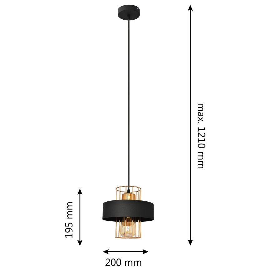 Suspension filaire VOLTA 1xE27/15W/230V noir/doré