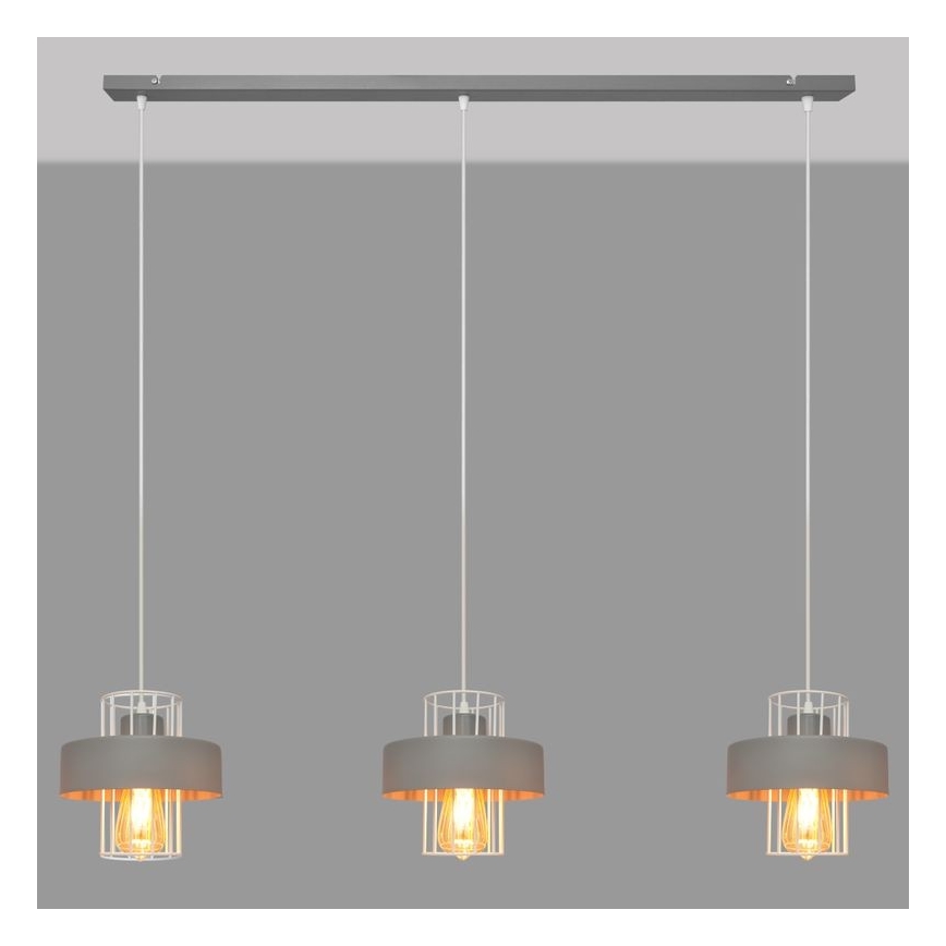 Suspension filaire VOLTA 3xE27/15W/230V gris