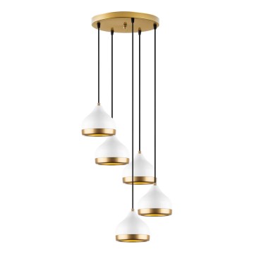 Suspension filaire YILDO 5xE27/40W/230V blanc/doré