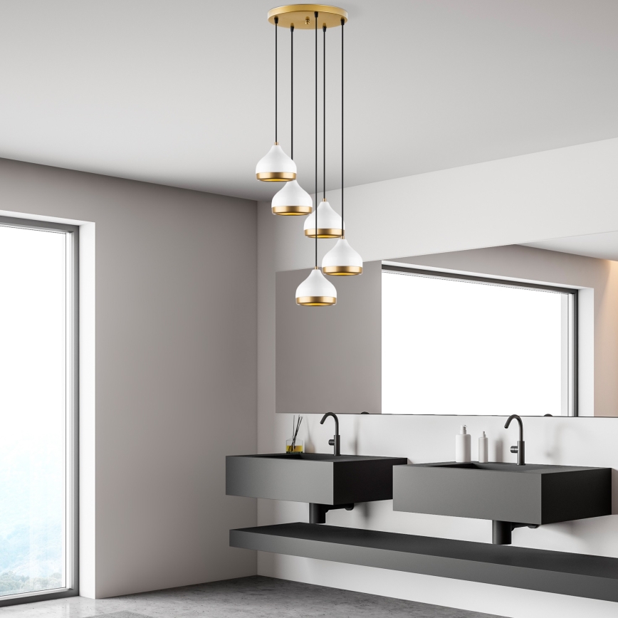 Suspension filaire YILDO 5xE27/40W/230V blanc/doré