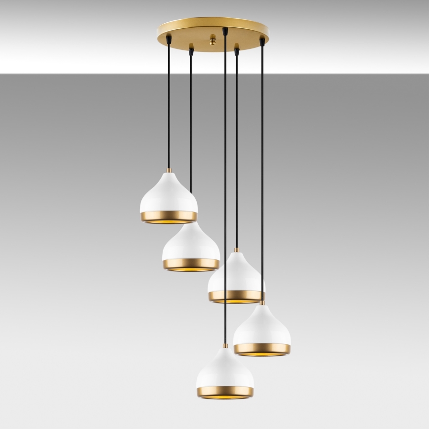 Suspension filaire YILDO 5xE27/40W/230V blanc/doré
