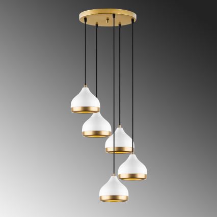 Suspension filaire YILDO 5xE27/40W/230V blanc/doré