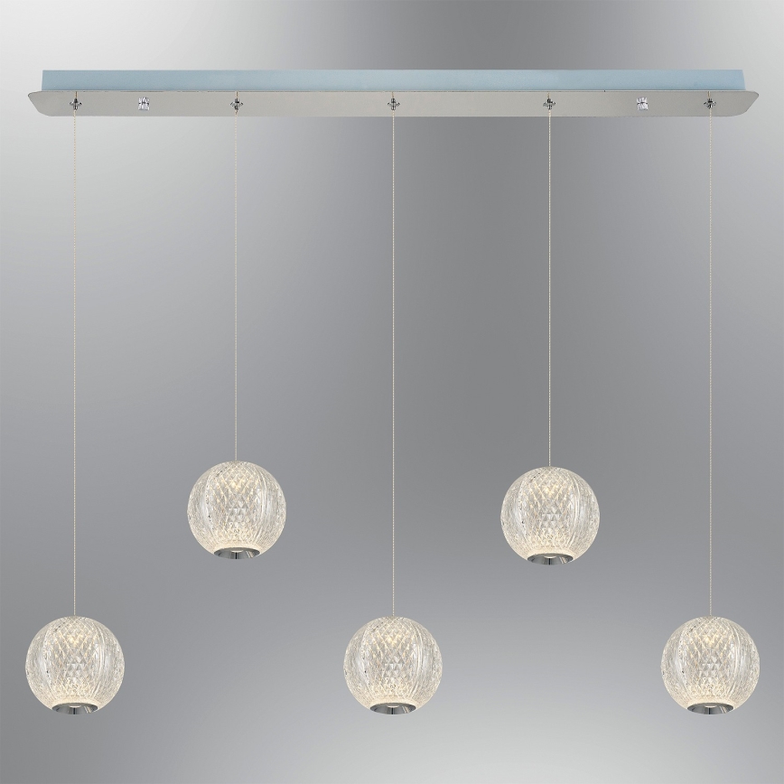Suspension LED CREMONA 5xLED/5W/230V 3000K en chrome mat