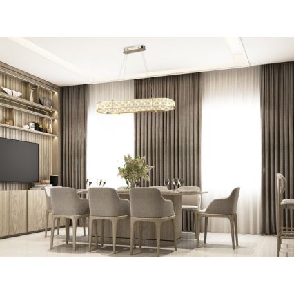 Lustre en cristal dimmable sur câble ENRIQUE LED/50W//230V 3000-6000K + télécommande