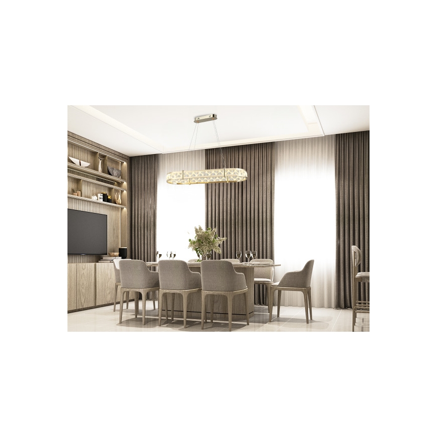 Lustre en cristal dimmable sur câble ENRIQUE LED/50W//230V 3000-6000K + télécommande