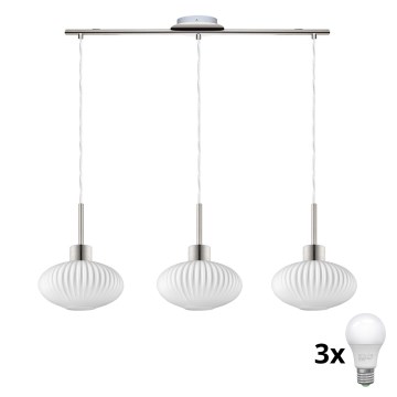 Suspension LED HARMA 3xE27/60W/230V chrome mat/blanc