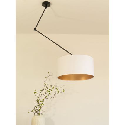 Suspension LED réglable sur tige GORTA 1xE27/60W/230V blanc/doré